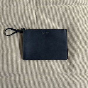 Calvin Klein Blue Leather Wristlet Purse